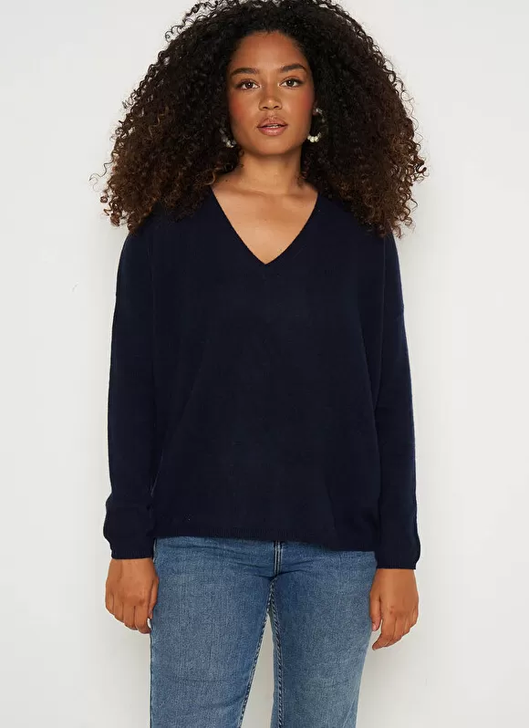 Cheap Sud Express Pull Au Volume Oversize Et A Manches Longues Pres Du Corps Marine Monjoe