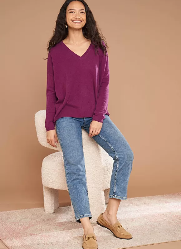 Online Sud Express Pull Au Volume Oversize Et A Manches Longues Pres Du Corps Prune Monjoe