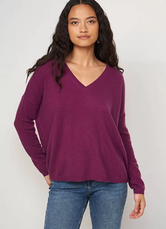 Online Sud Express Pull Au Volume Oversize Et A Manches Longues Pres Du Corps Prune Monjoe