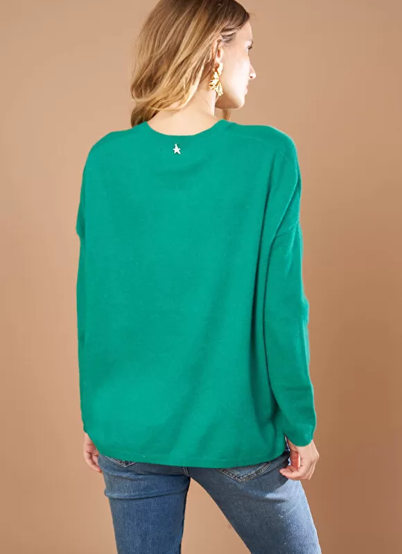 Outlet Sud Express Pull Au Volume Oversize Et A Manches Longues Pres Du Corps Vert Monjoe