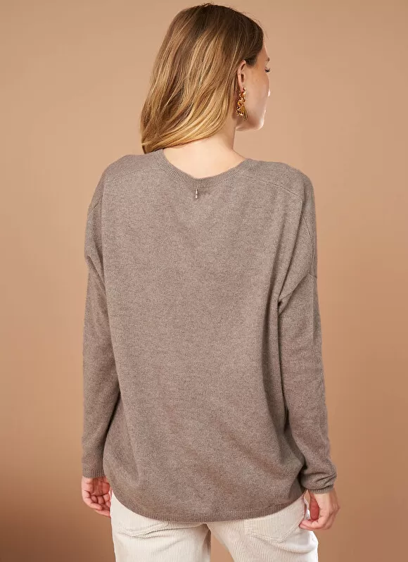Cheap Sud Express Pull Au Volume Oversize Et A Manches Longues Pres Du Corps Vison Monjoe