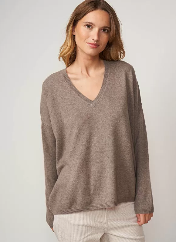 Cheap Sud Express Pull Au Volume Oversize Et A Manches Longues Pres Du Corps Vison Monjoe