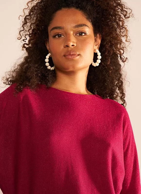 Hot Sud Express Pull Col Bateau A Manches Longues Framboise Macarena