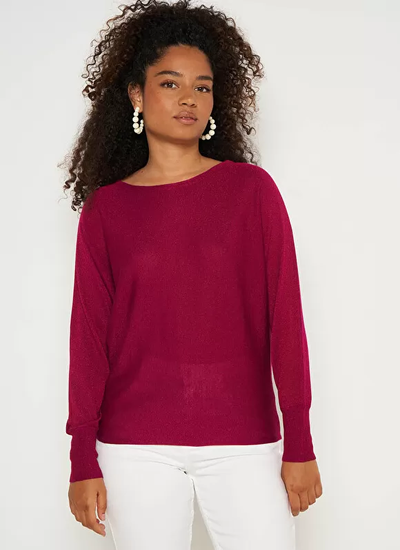 Hot Sud Express Pull Col Bateau A Manches Longues Framboise Macarena
