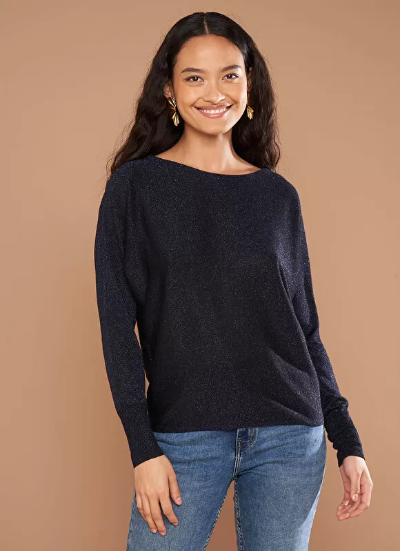 Discount Sud Express Pull Col Bateau A Manches Longues Marine Macarena