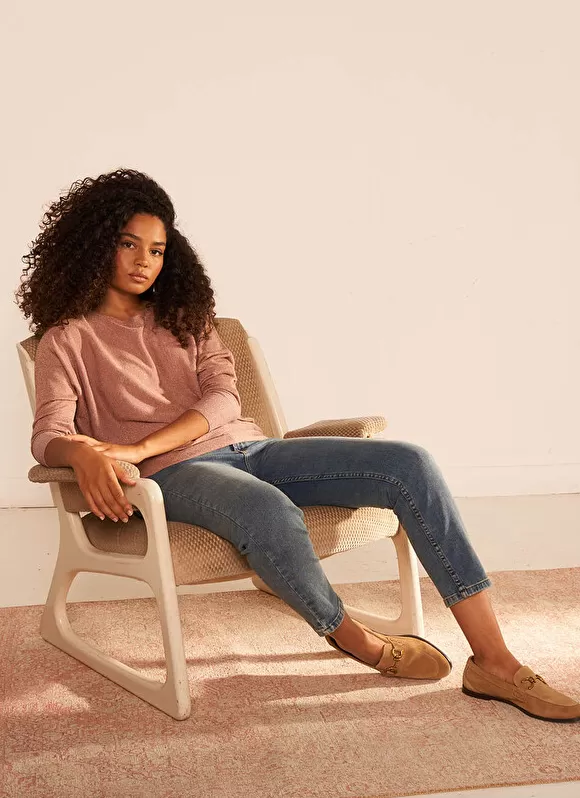 Shop Sud Express Pull Col Bateau A Manches Longues Poudre Macarena