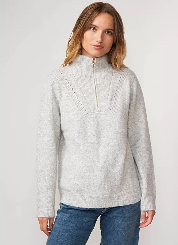 New Sud Express Pull Col Camionneur Avec Zip Perle Chine Marion