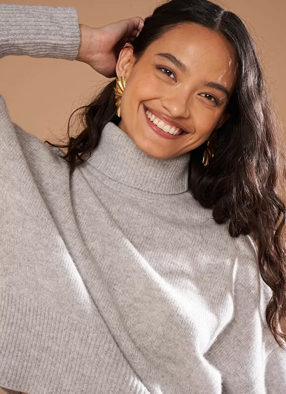 Clearance Sud Express Pull Col Montant, 100% Cachemire Perle Chine Monpran