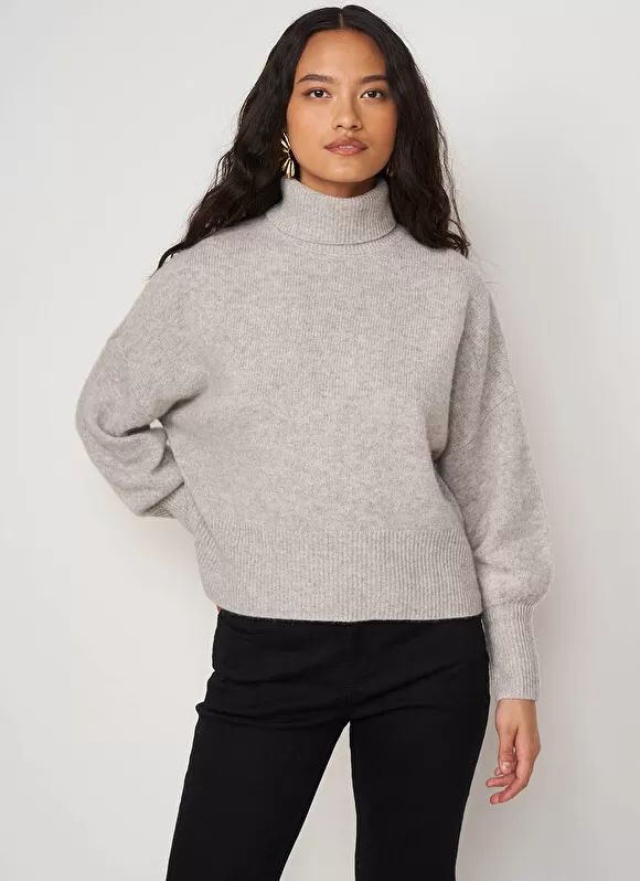 Clearance Sud Express Pull Col Montant, 100% Cachemire Perle Chine Monpran