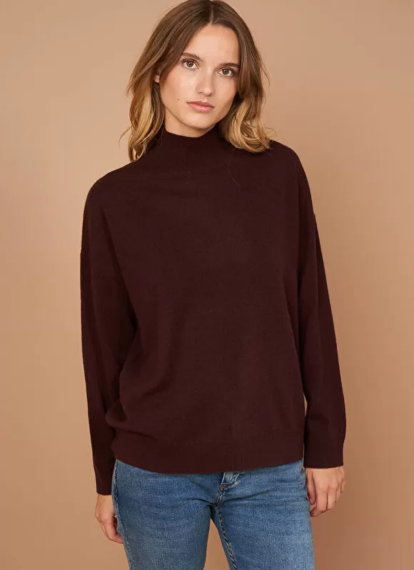 Clearance Sud Express Pull Col Montant En Cachemire Marron Myangela