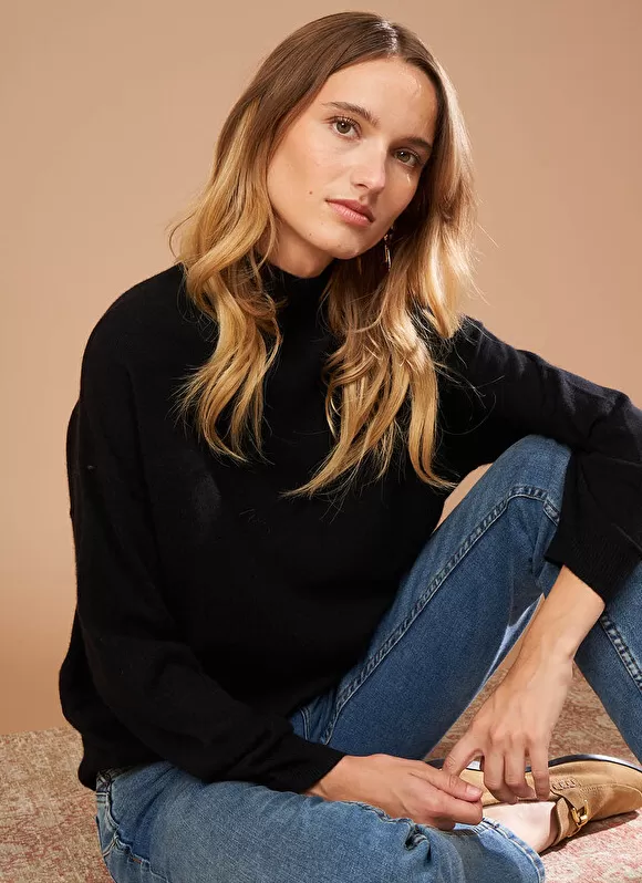 Best Sale Sud Express Pull Col Montant En Cachemire Noir Myangela