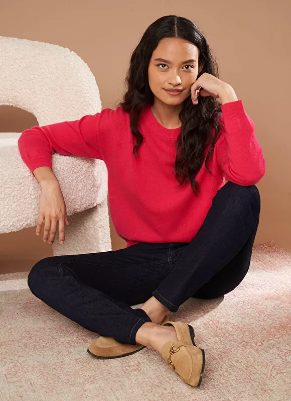 Online Sud Express Pull Col Rond 100% Cachemire Framboise Mapoue