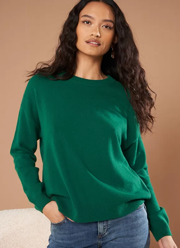 Flash Sale Sud Express Pull Col Rond 100% Cachemire Green Mapoue