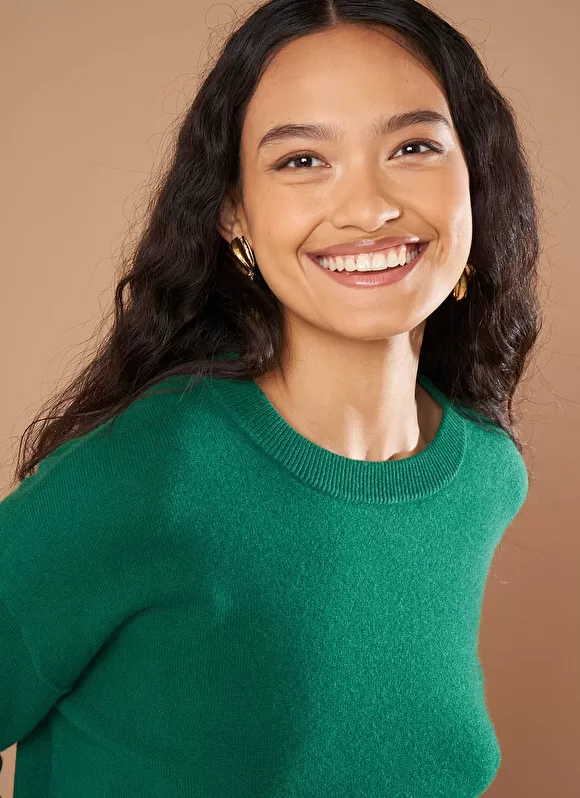 Flash Sale Sud Express Pull Col Rond 100% Cachemire Green Mapoue