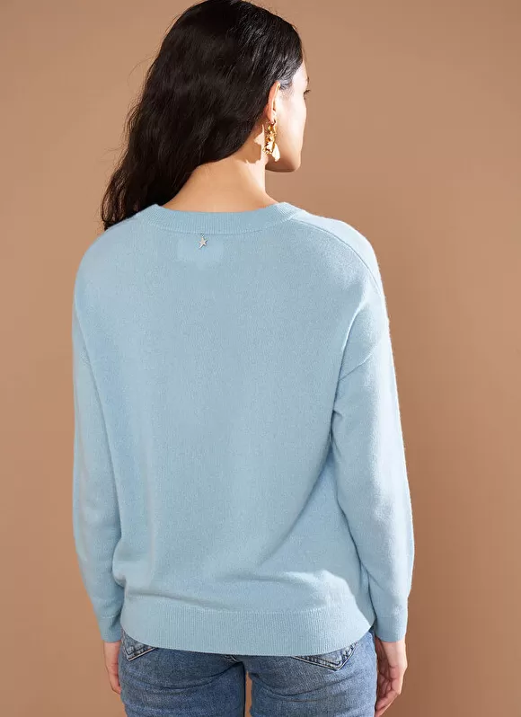 Fashion Sud Express Pull Col Rond 100% Cachemire Orage Mapoue