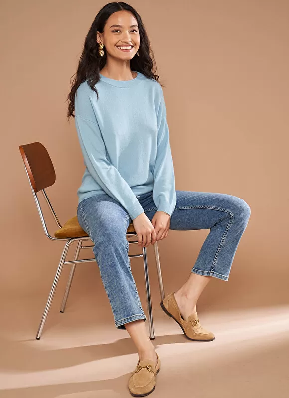 Fashion Sud Express Pull Col Rond 100% Cachemire Orage Mapoue