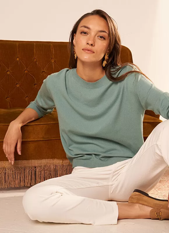Flash Sale Sud Express Pull Col Rond A Maille Douce Celadon Melaniae