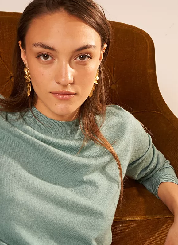 Flash Sale Sud Express Pull Col Rond A Maille Douce Celadon Melaniae