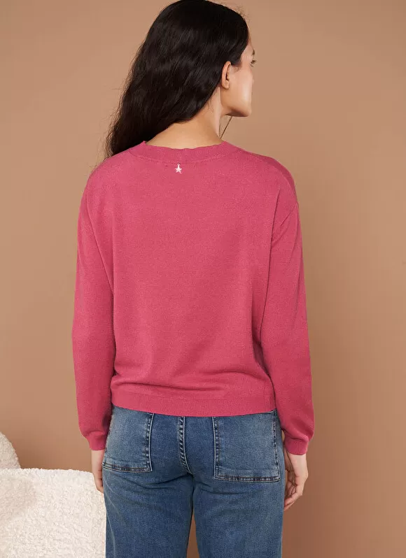 Store Sud Express Pull Col Rond A Maille Douce Vieux Rose Melaniae