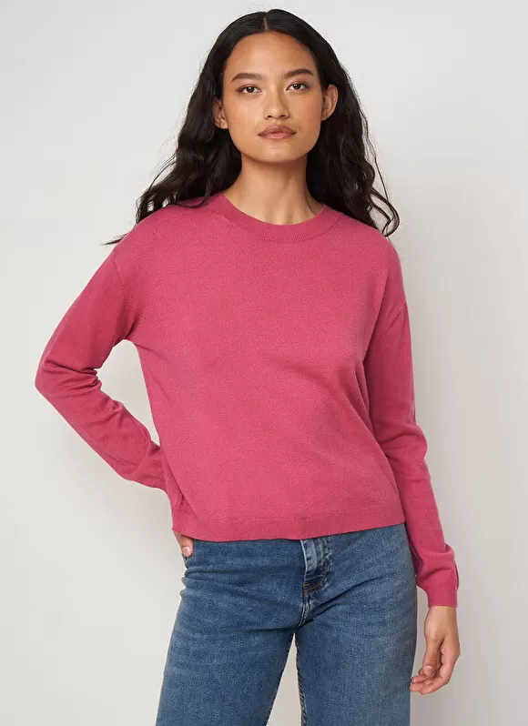 Store Sud Express Pull Col Rond A Maille Douce Vieux Rose Melaniae