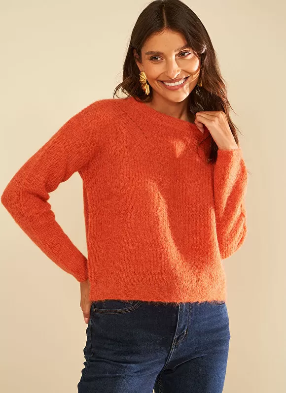 Discount Sud Express Pull Col Rond Abricot Moncoeuro