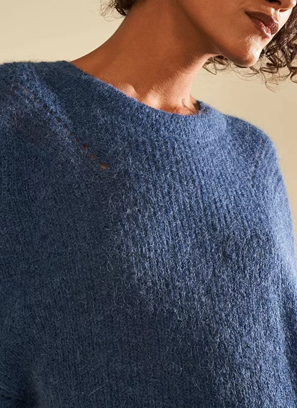 Online Sud Express Pull Col Rond Indigo Moncoeuro