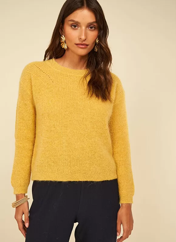 Flash Sale Sud Express Pull Col Rond Jaune Moncoeurox