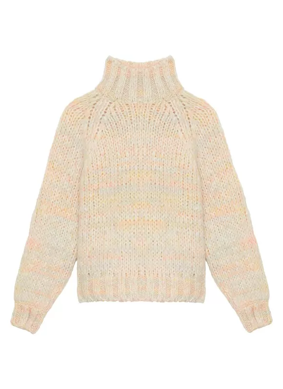 Sale Sud Express Pull Col Rond Laine Melangee Jaune Maisie