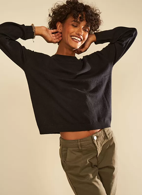 Discount Sud Express Pull Col Rond Noir Melaniae