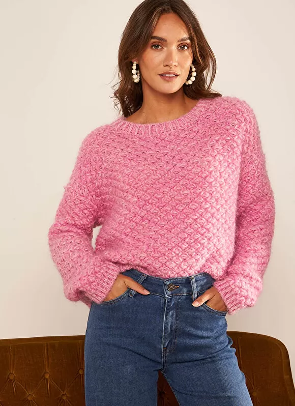 Hot Sud Express Pull Col Rond Rose Mozere