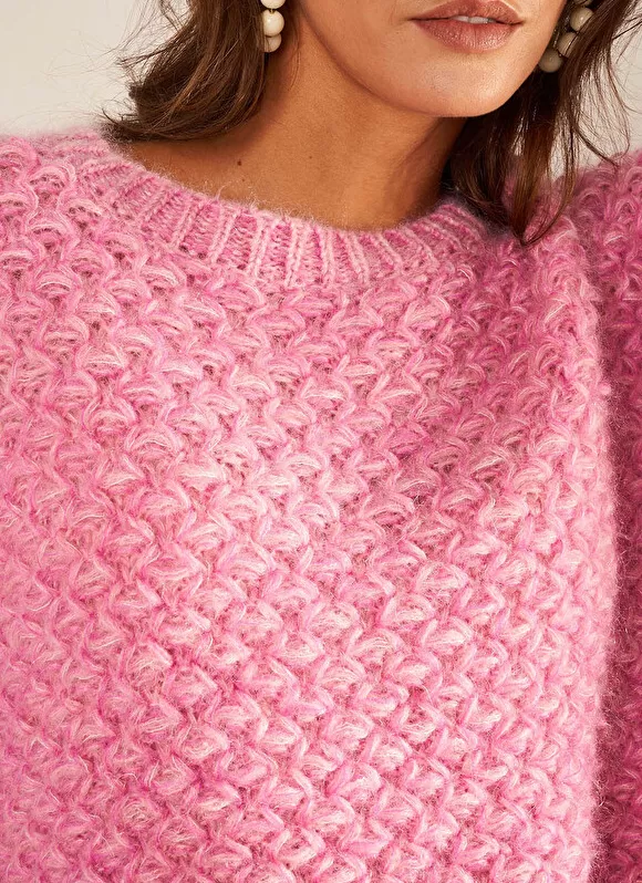Hot Sud Express Pull Col Rond Rose Mozere