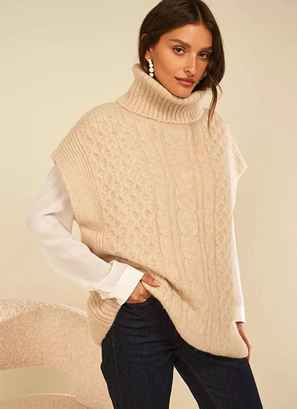 Best Sale Sud Express Pull Col Roule Beige Chine Mishapi