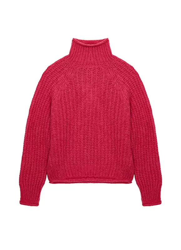 Hot Sud Express Pull Col Roule Framboise Mizabak