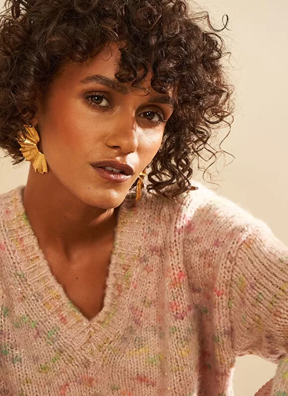 Hot Sud Express Pull Col V A Sequins Poudre Marissa