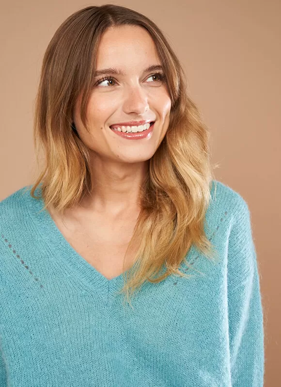 Cheap Sud Express Pull Col V En Mohair Mint Mannakay