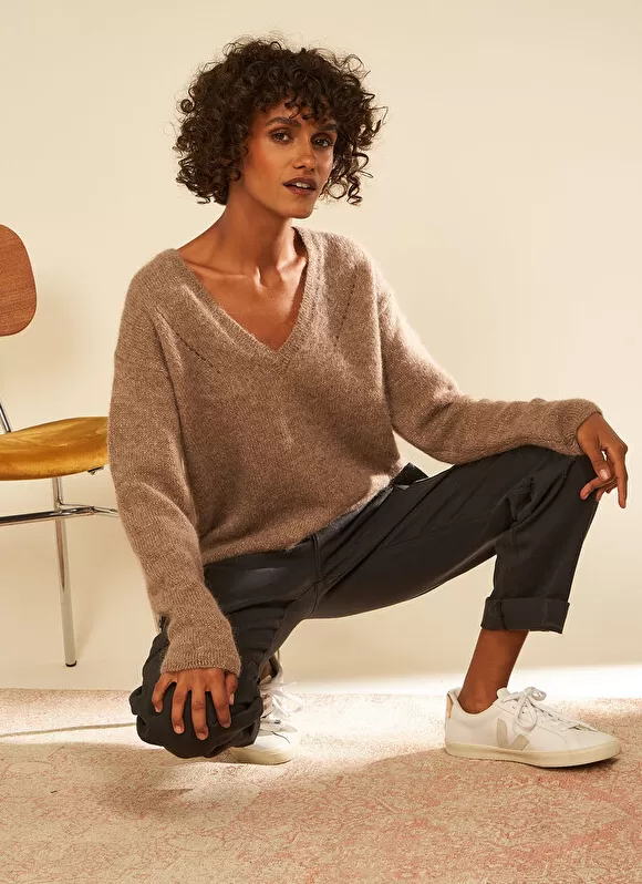 Online Sud Express Pull Col V En Mohair Vison Mannakayx
