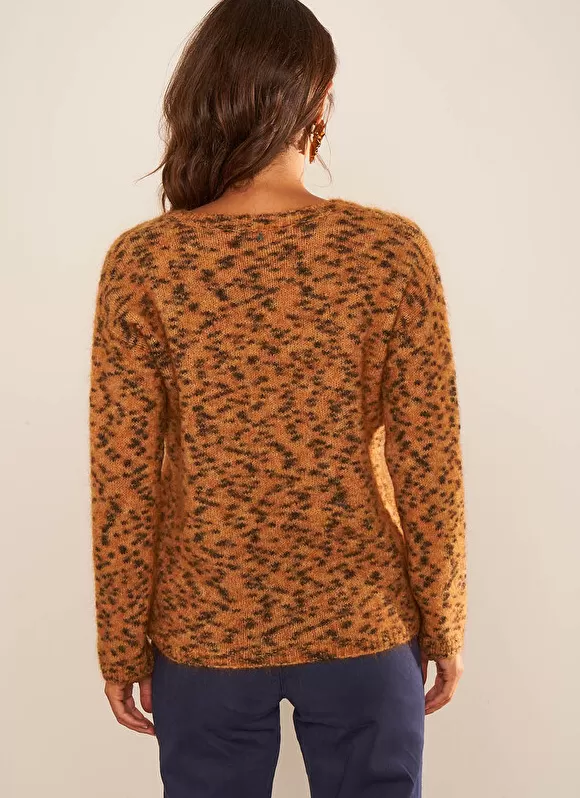Best Sud Express Pull Col V, Fil Effet Animal Camel Madeline