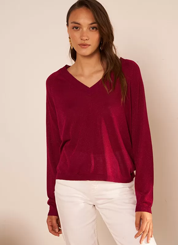 Best Sale Sud Express Pull Col V Irise Framboise Madeleine