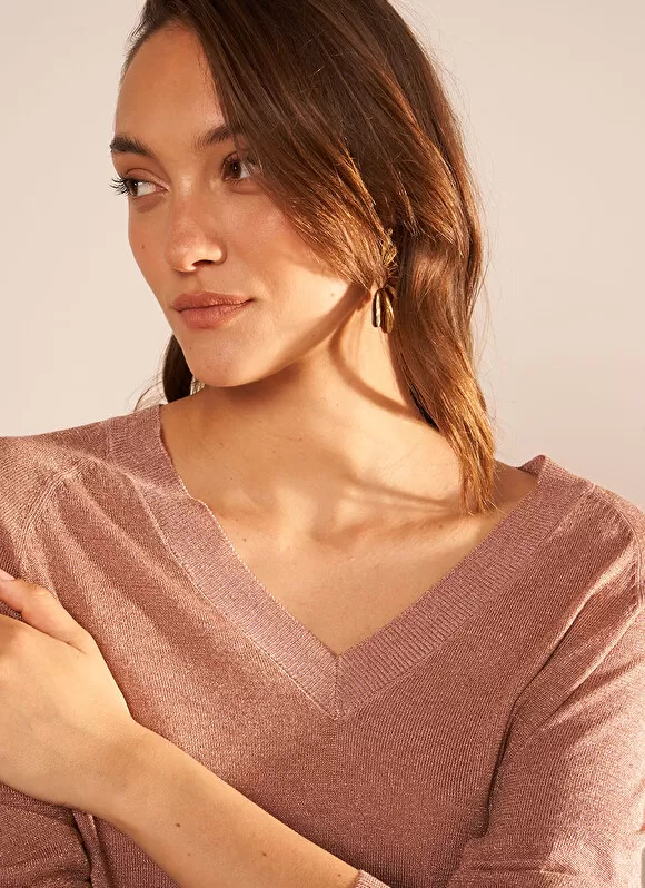 Store Sud Express Pull Col V Irise Poudre Madeleine
