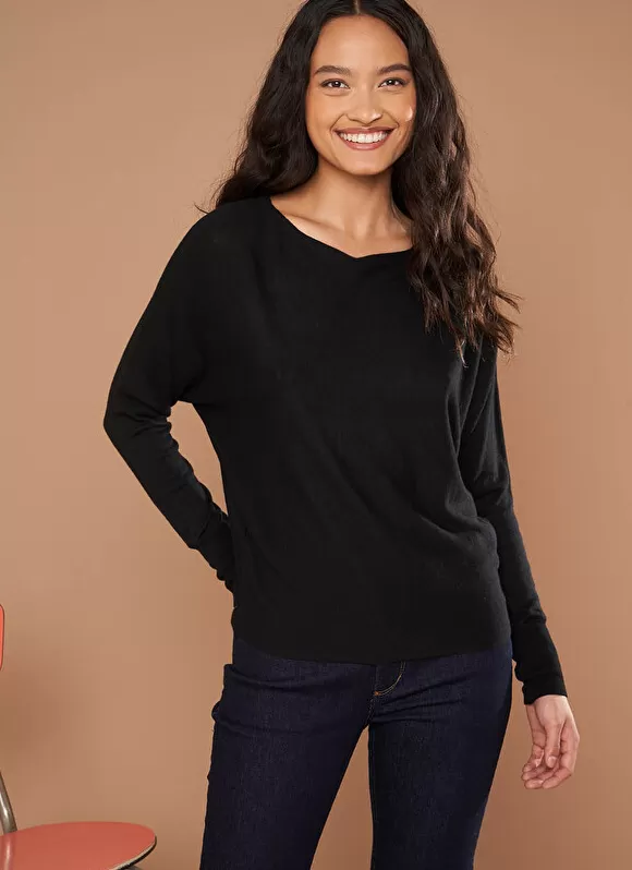 Best Sale Sud Express Pull Court A Col Bateau Noir Moanae
