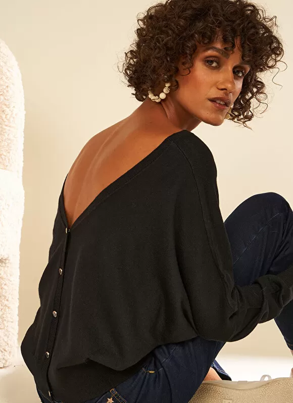 Outlet Sud Express Pull Details Bijoux Noir Gonamo