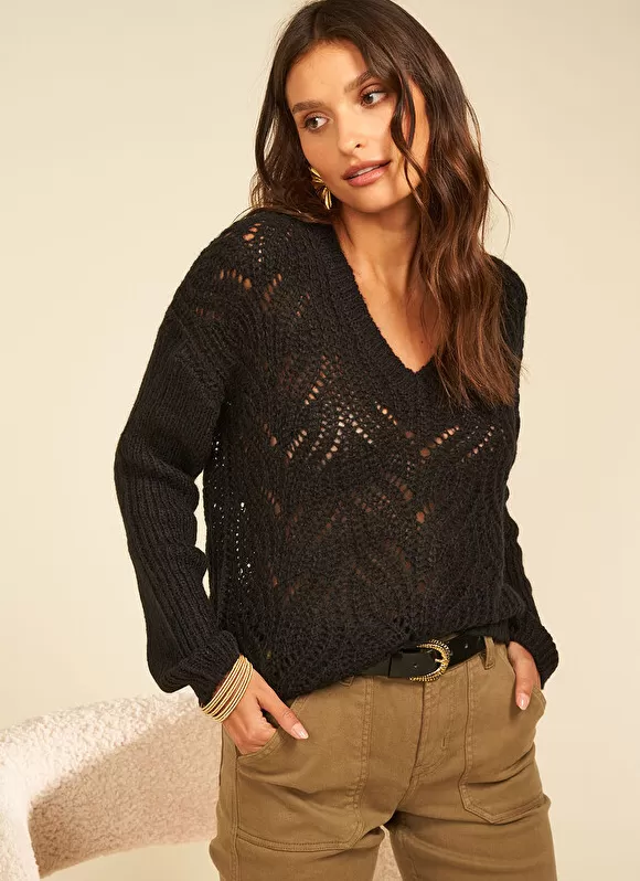 Online Sud Express Pull Encolure V Noir Margot