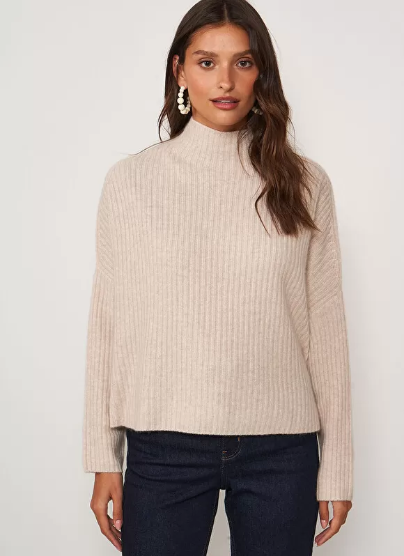 Discount Sud Express Pull Pur Cachemire A Cotes Beige Chine Monetalou