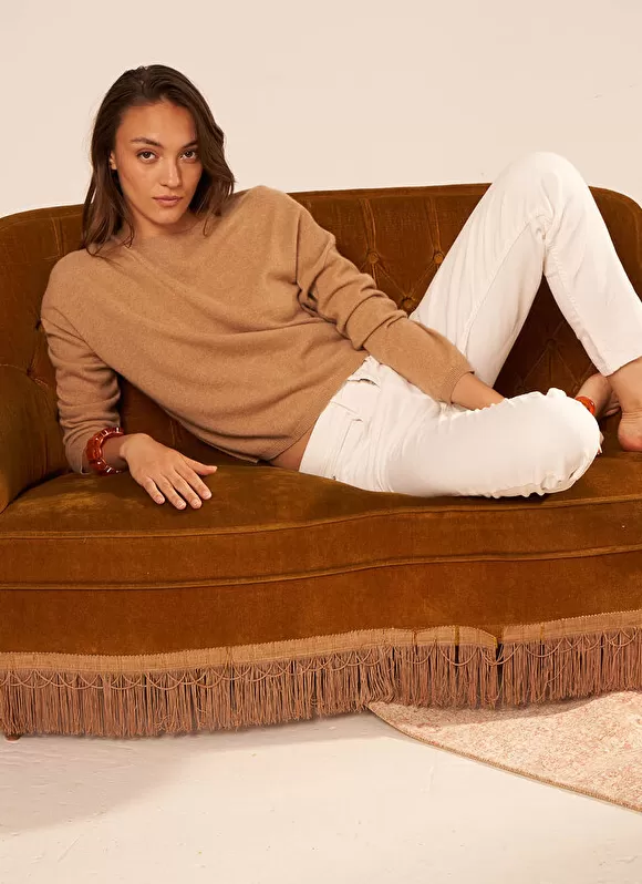 Fashion Sud Express Pull Pur Cachemire Camel Monna