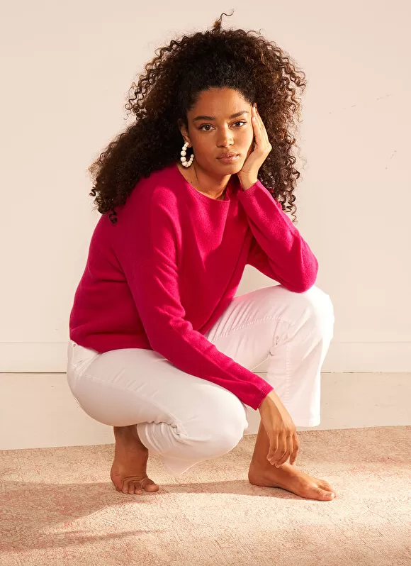 Shop Sud Express Pull Pur Cachemire Framboise Monna