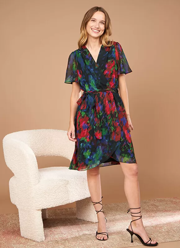 Outlet Sud Express Robe Courte Encolure V Noir Razzaia