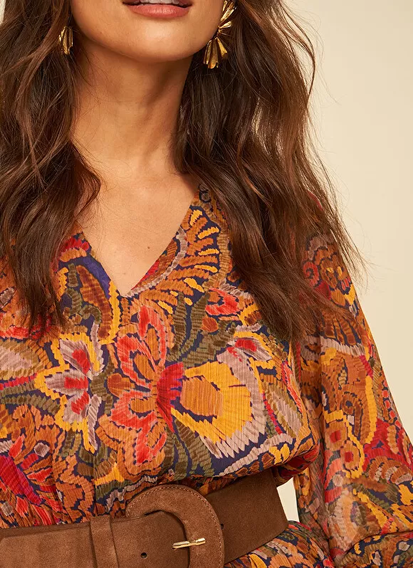 Flash Sale Sud Express Robe Courte Imprimee Brique Ragatha