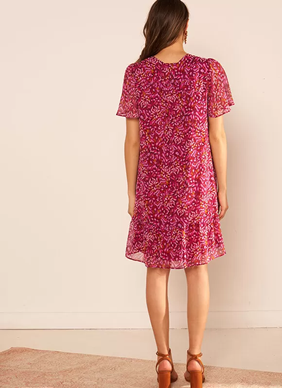 Online Sud Express Robe Courte Imprimee, Encolure V Framboise Ralorie