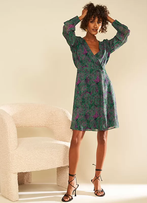 Online Sud Express Robe Courte Imprimee Vert Rowie