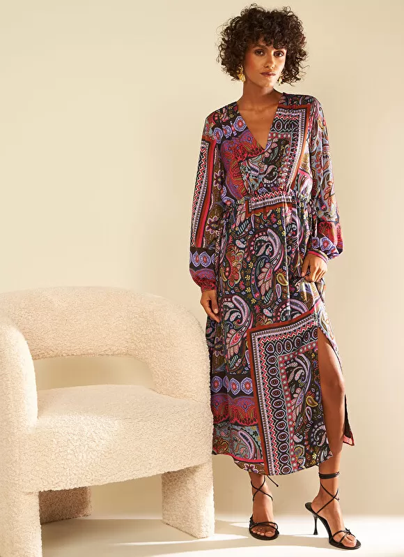 Cheap Sud Express Robe Longue Imprimee Kaki Ralage